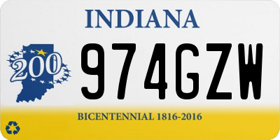 IN license plate 974GZW
