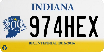 IN license plate 974HEX