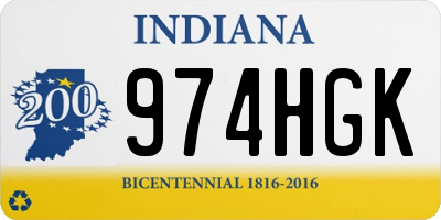 IN license plate 974HGK