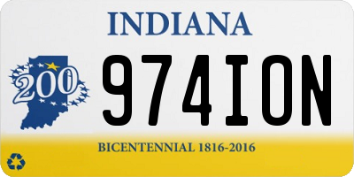 IN license plate 974ION