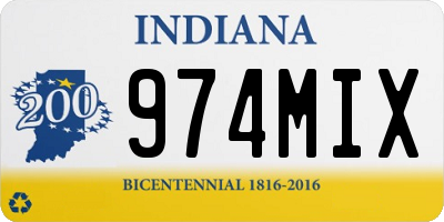 IN license plate 974MIX