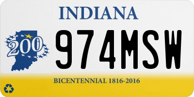 IN license plate 974MSW