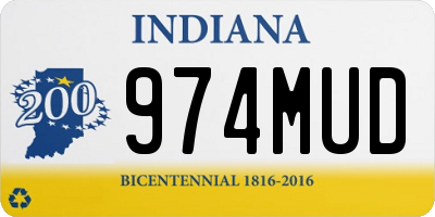IN license plate 974MUD