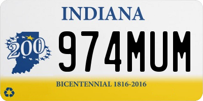 IN license plate 974MUM