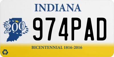 IN license plate 974PAD