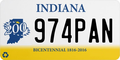 IN license plate 974PAN