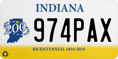 IN license plate 974PAX