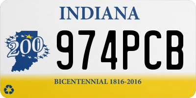 IN license plate 974PCB