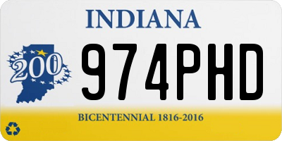 IN license plate 974PHD