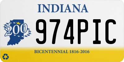 IN license plate 974PIC
