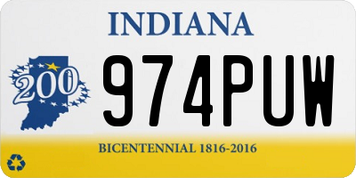 IN license plate 974PUW