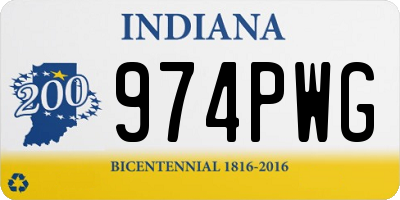 IN license plate 974PWG