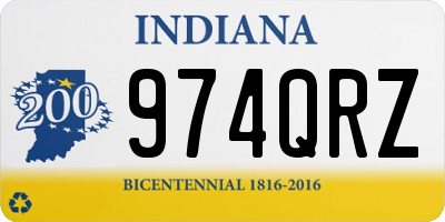 IN license plate 974QRZ