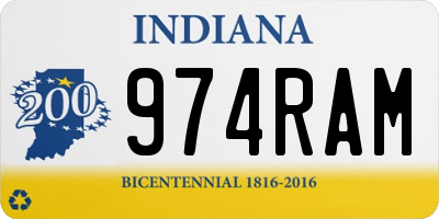 IN license plate 974RAM