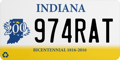 IN license plate 974RAT