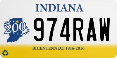 IN license plate 974RAW
