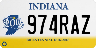 IN license plate 974RAZ