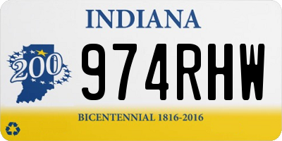 IN license plate 974RHW