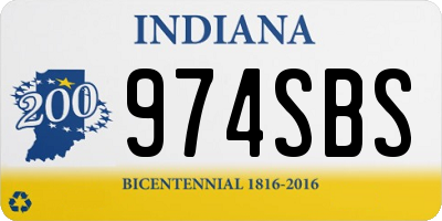 IN license plate 974SBS