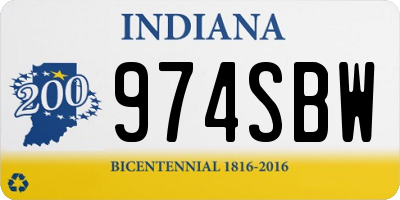 IN license plate 974SBW