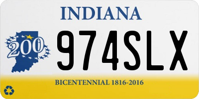 IN license plate 974SLX