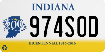 IN license plate 974SOD