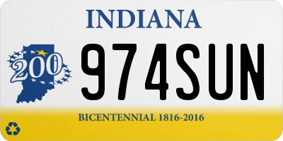 IN license plate 974SUN