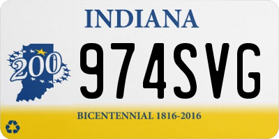 IN license plate 974SVG