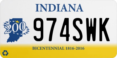 IN license plate 974SWK