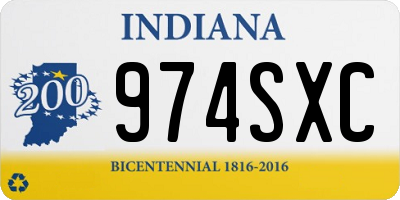 IN license plate 974SXC