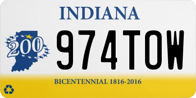 IN license plate 974TOW