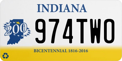 IN license plate 974TWO