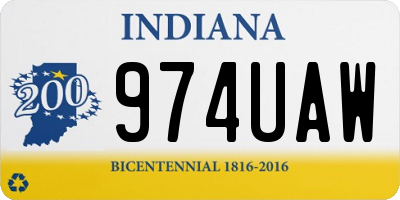 IN license plate 974UAW