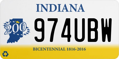 IN license plate 974UBW