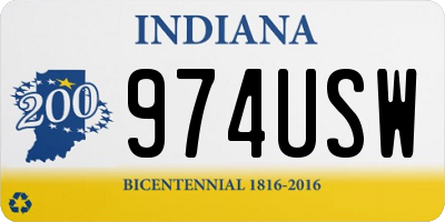 IN license plate 974USW