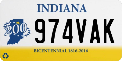 IN license plate 974VAK
