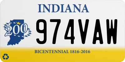 IN license plate 974VAW