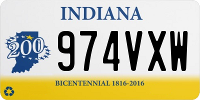 IN license plate 974VXW