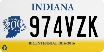 IN license plate 974VZK