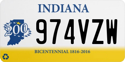 IN license plate 974VZW