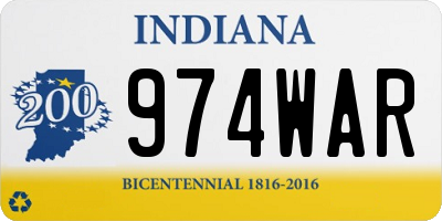 IN license plate 974WAR