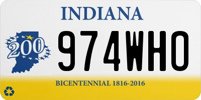 IN license plate 974WHO