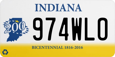 IN license plate 974WLO