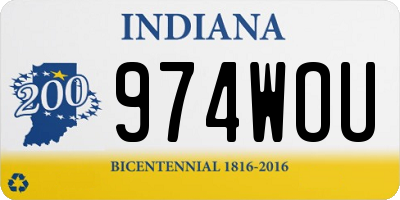 IN license plate 974WOU