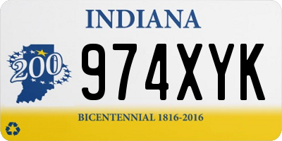 IN license plate 974XYK