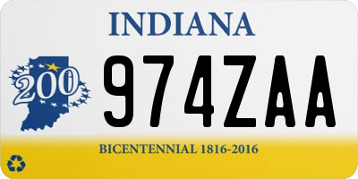 IN license plate 974ZAA