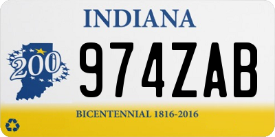 IN license plate 974ZAB