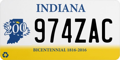 IN license plate 974ZAC