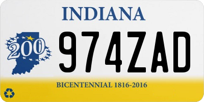 IN license plate 974ZAD