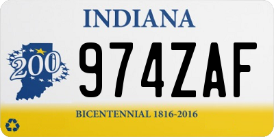 IN license plate 974ZAF